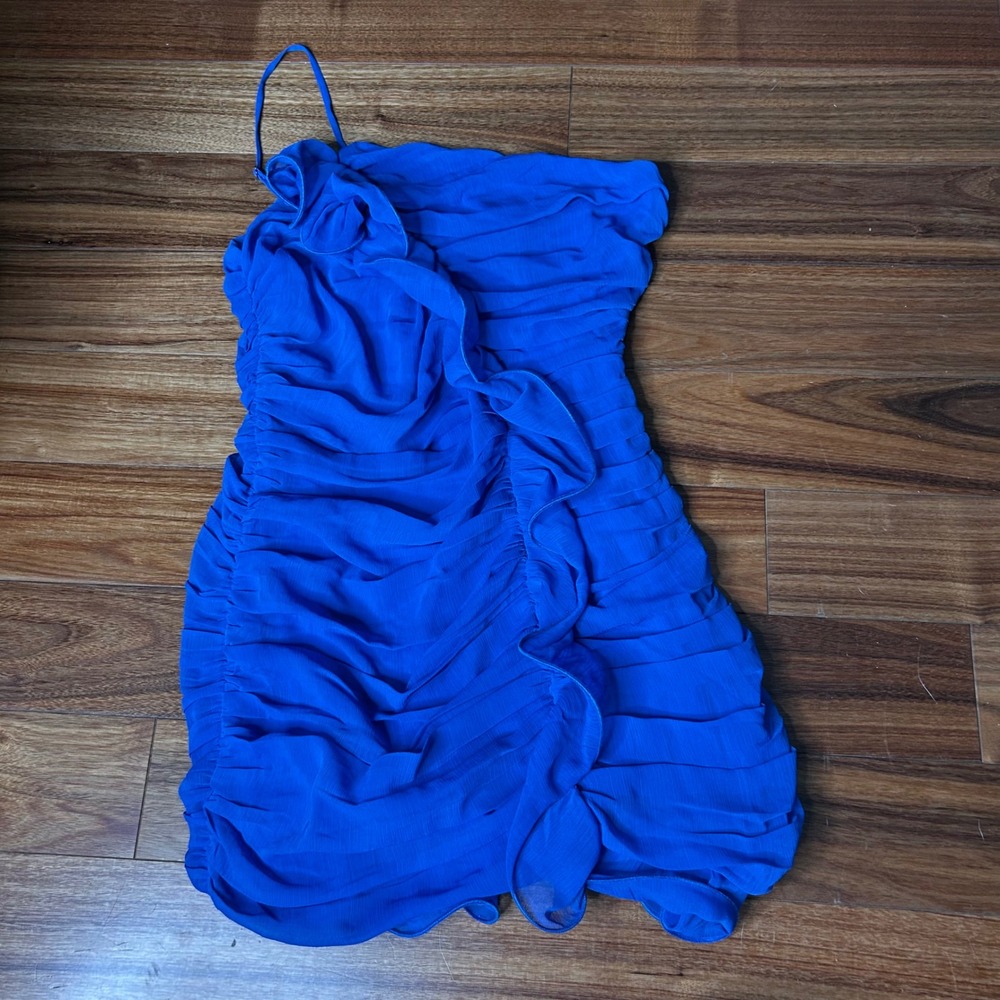 Fashion Nova Be Mine Forever Mini Dress Royal Blue One Shoulder Ruched‎ M